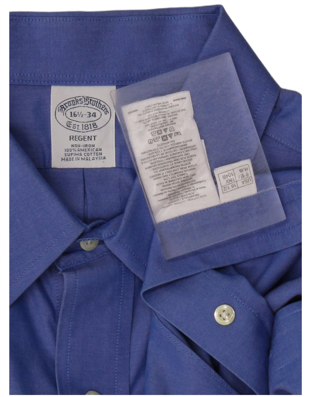 BROOKS BROTHERS Camicia reggente da uomo taglia 16 1/2 grande cotone blu