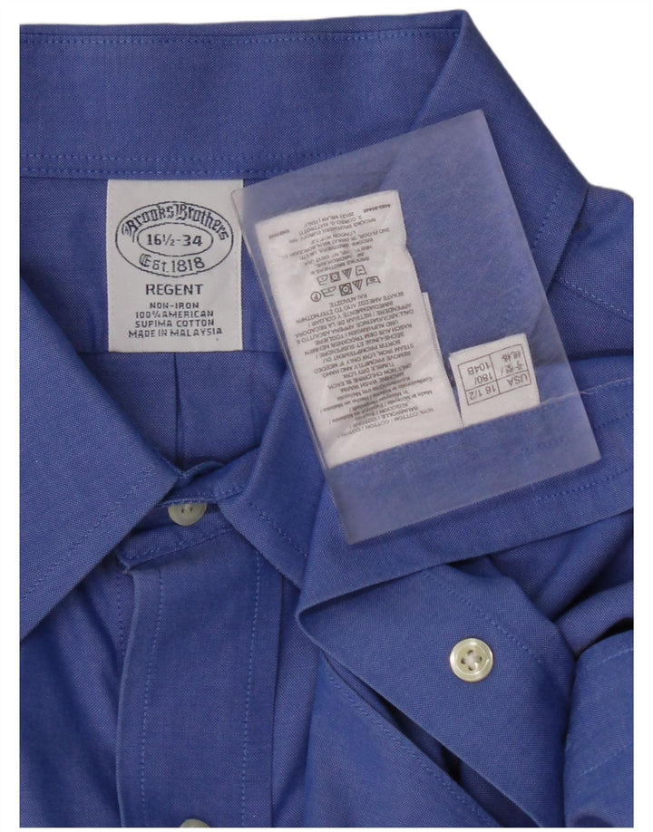 BROOKS BROTHERS Camicia reggente da uomo taglia 16 1/2 grande cotone blu
