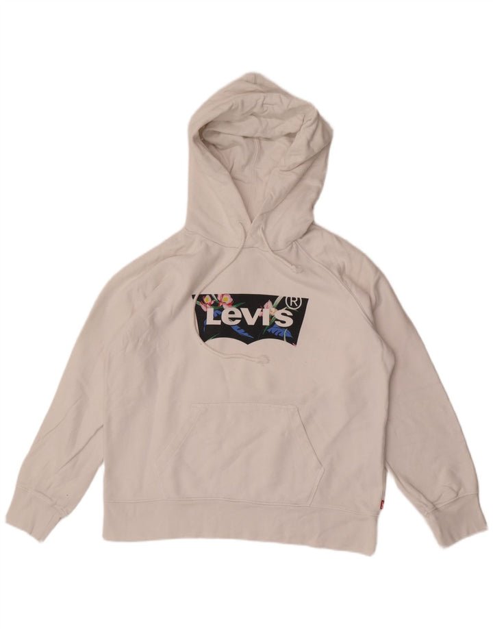 Maglione con cappuccio grafico da donna Levi's UK 14 cotone bianco medio