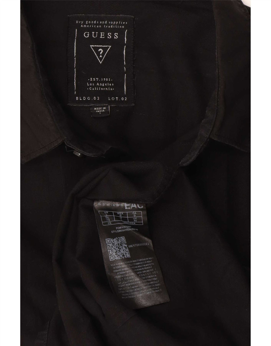 Camicia Guess da uomo slim fit in cotone a quadri neri grandi
