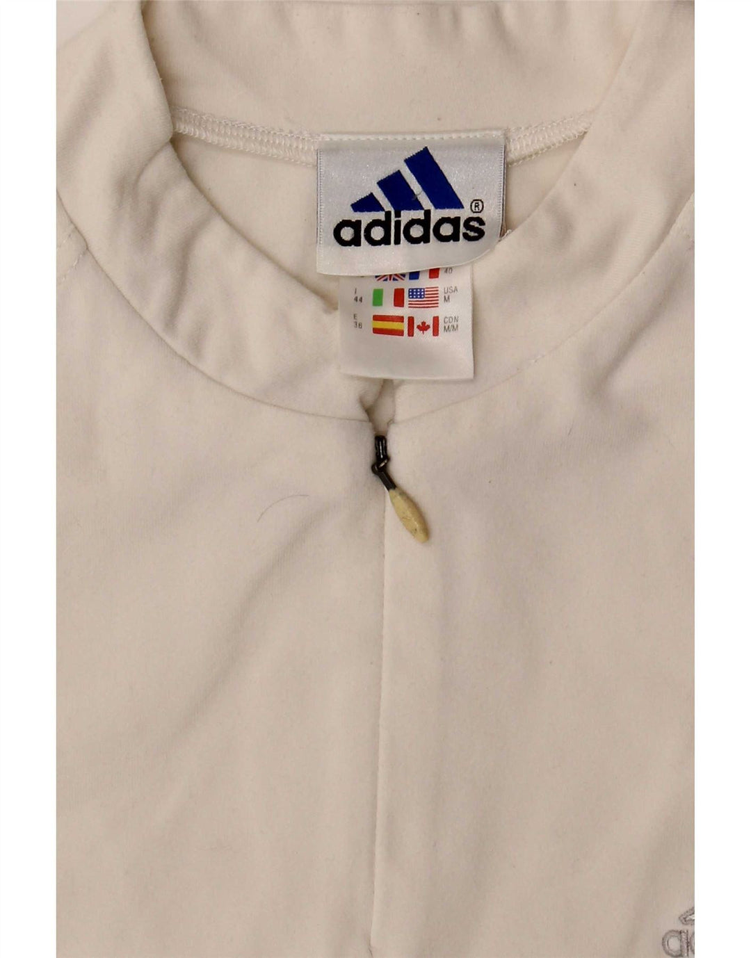 Canotta Adidas da donna con collo e zip UK 12 poliestere bianco medio