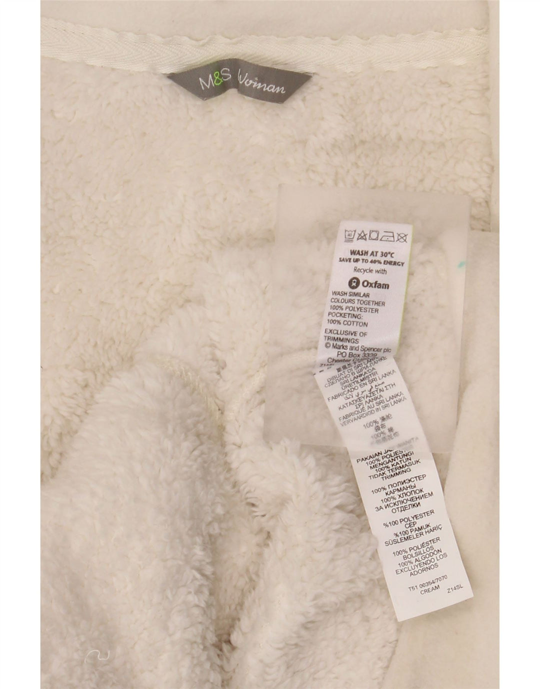 Giacca in pile da donna Marks & Spencer UK 20 2XL Cotone bianco