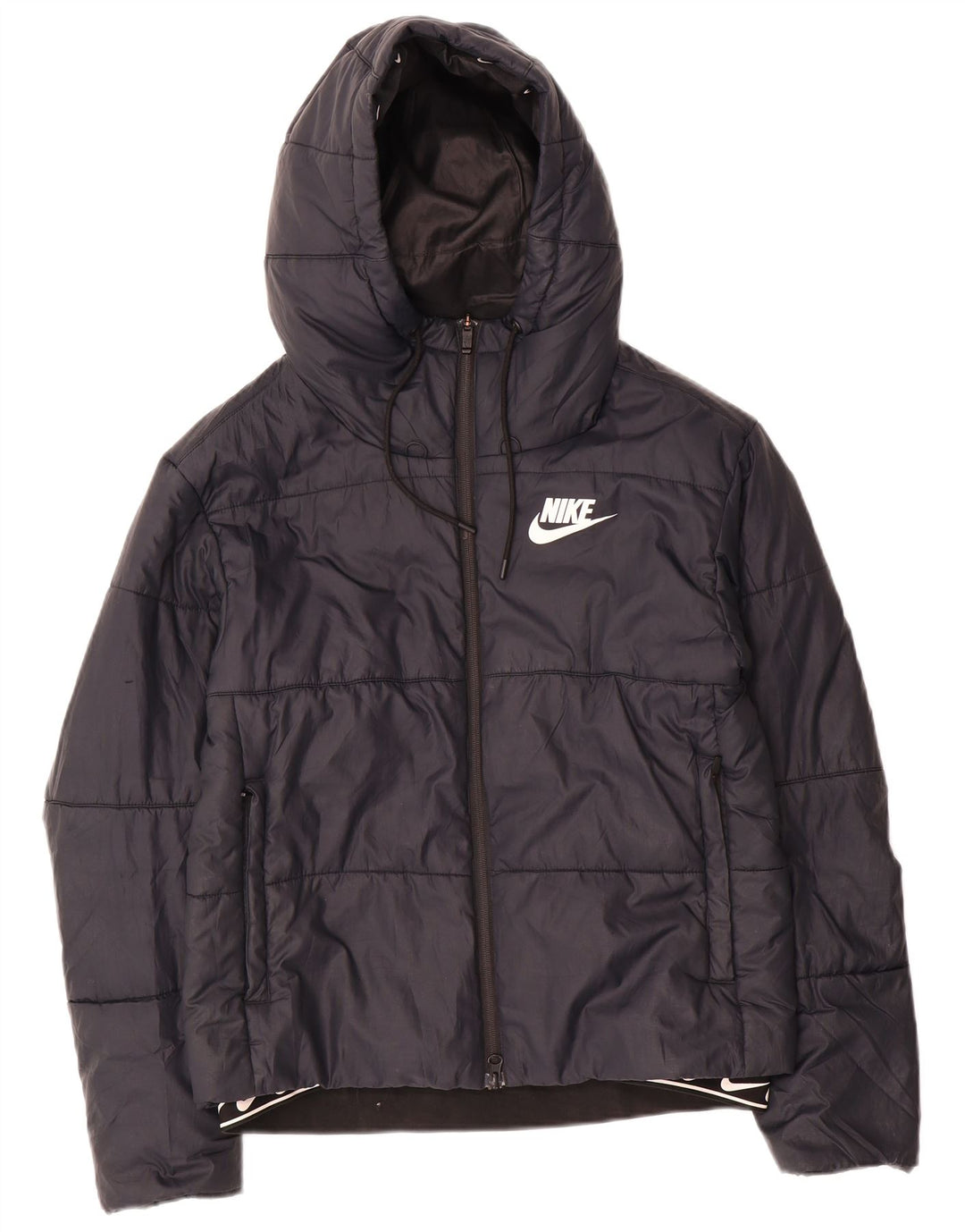 Giacca imbottita con cappuccio Nike da donna UK 10 piccola nera in poliestere