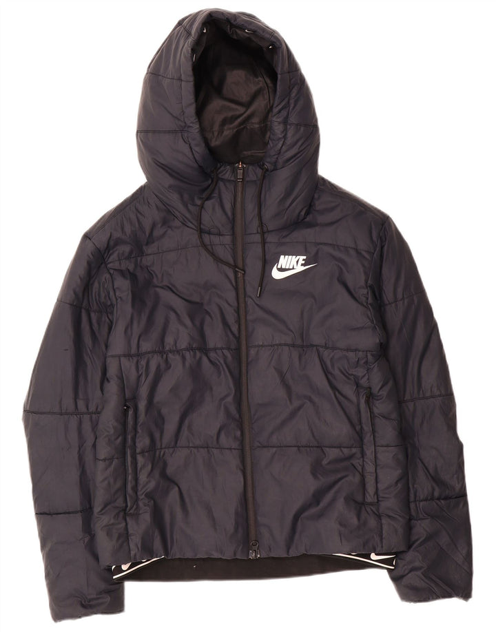 Giacca imbottita con cappuccio Nike da donna UK 10 piccola nera in poliestere