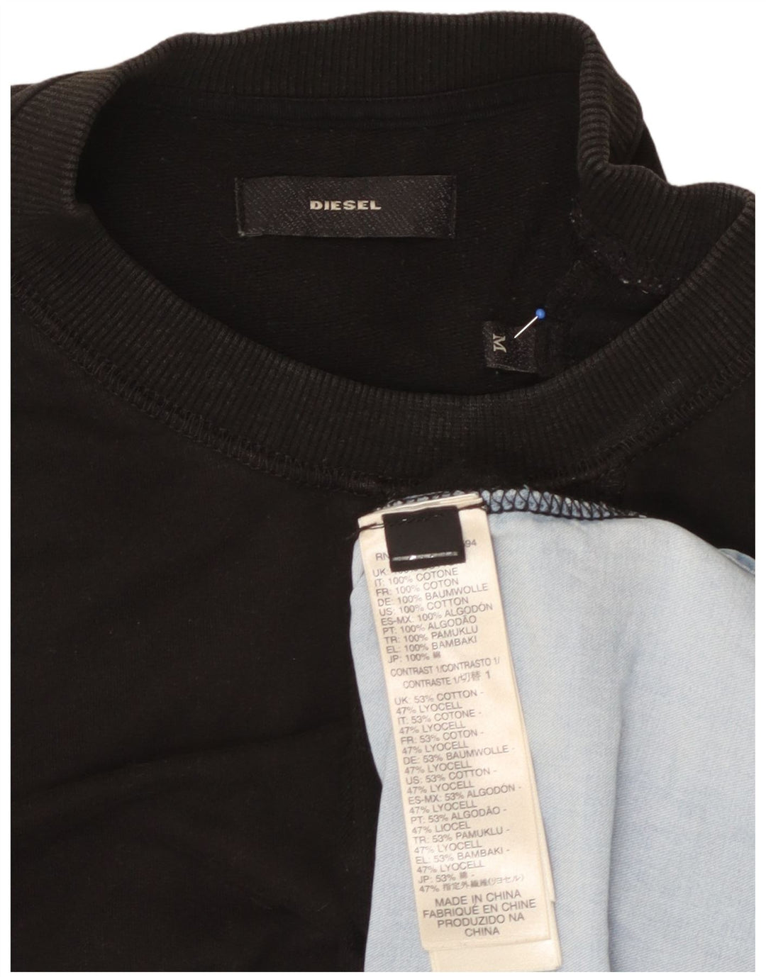 DIESEL Felpa da donna Maglione UK 14 Medium Black Colourblock