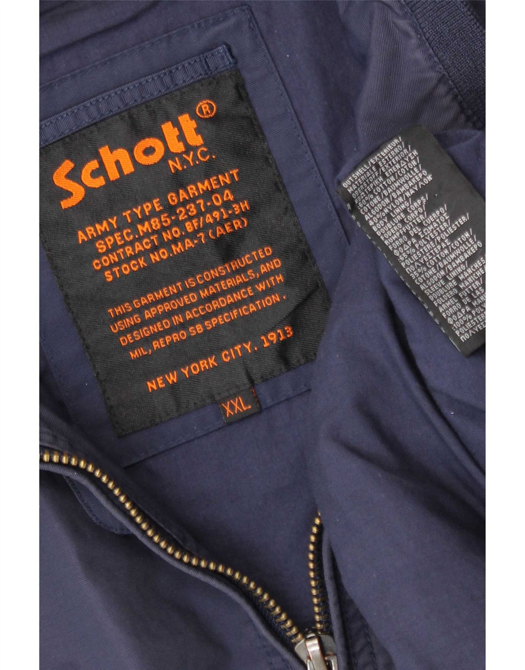 Giubbotto bomber da uomo Schott UK 44 2XL Cotone blu navy