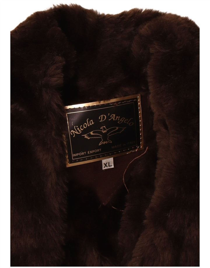 Cappotto doppiopetto in shearling da uomo Nicola D'Angelo UK 42 XL Marrone