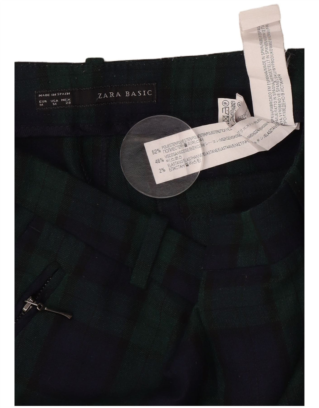 Pantaloni corti dritti da donna Zara medi W30 L24 poliestere a quadri verdi
