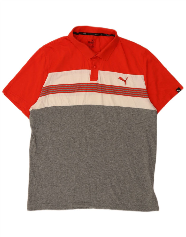 Polo Puma da uomo XL in cotone color block rosso