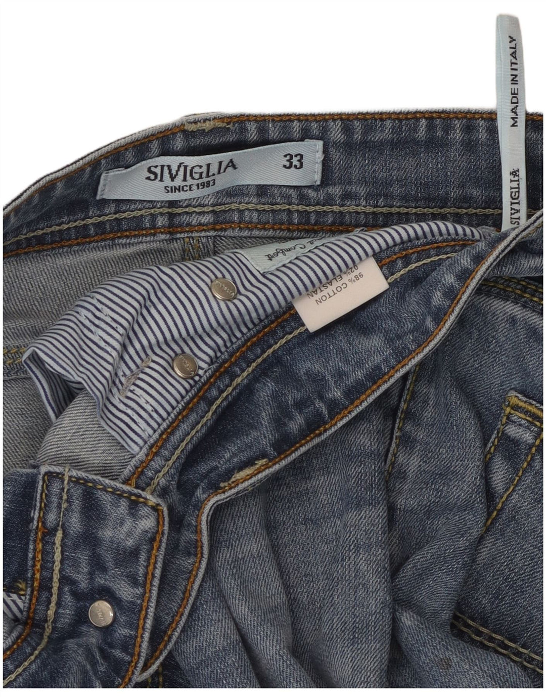 Jeans dritti da uomo SIVIGLIA W33 L30 in cotone blu