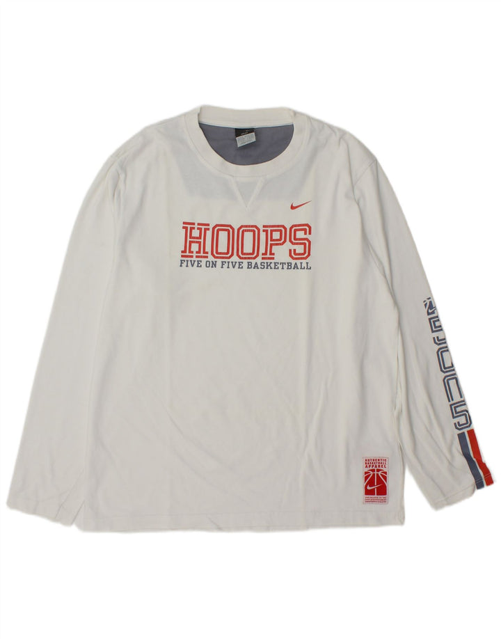 Nike Top grafico da uomo a maniche lunghe UK 39/41 Cotone bianco medio