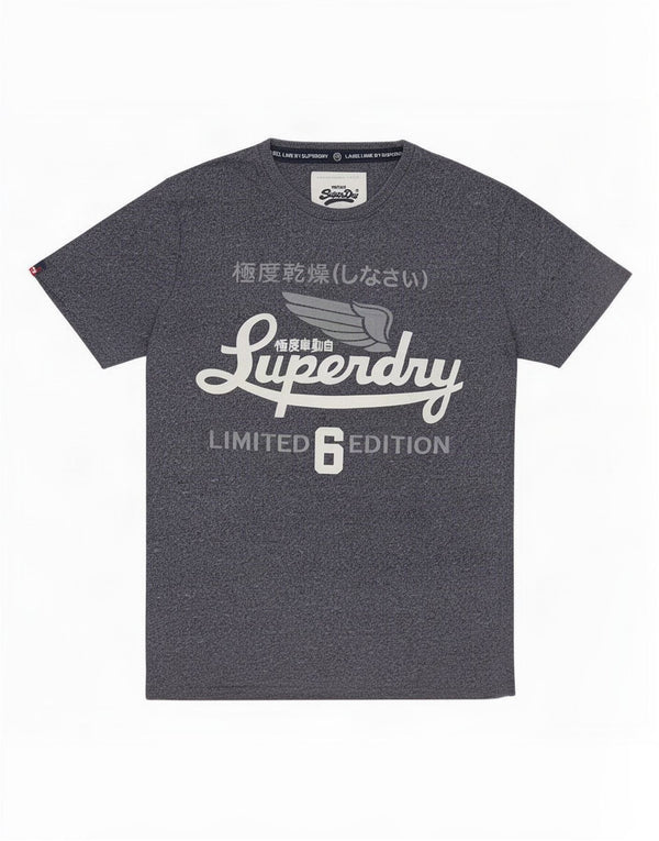 T-shirt grafica da uomo Superdry Top in cotone chiazzato blu navy medio