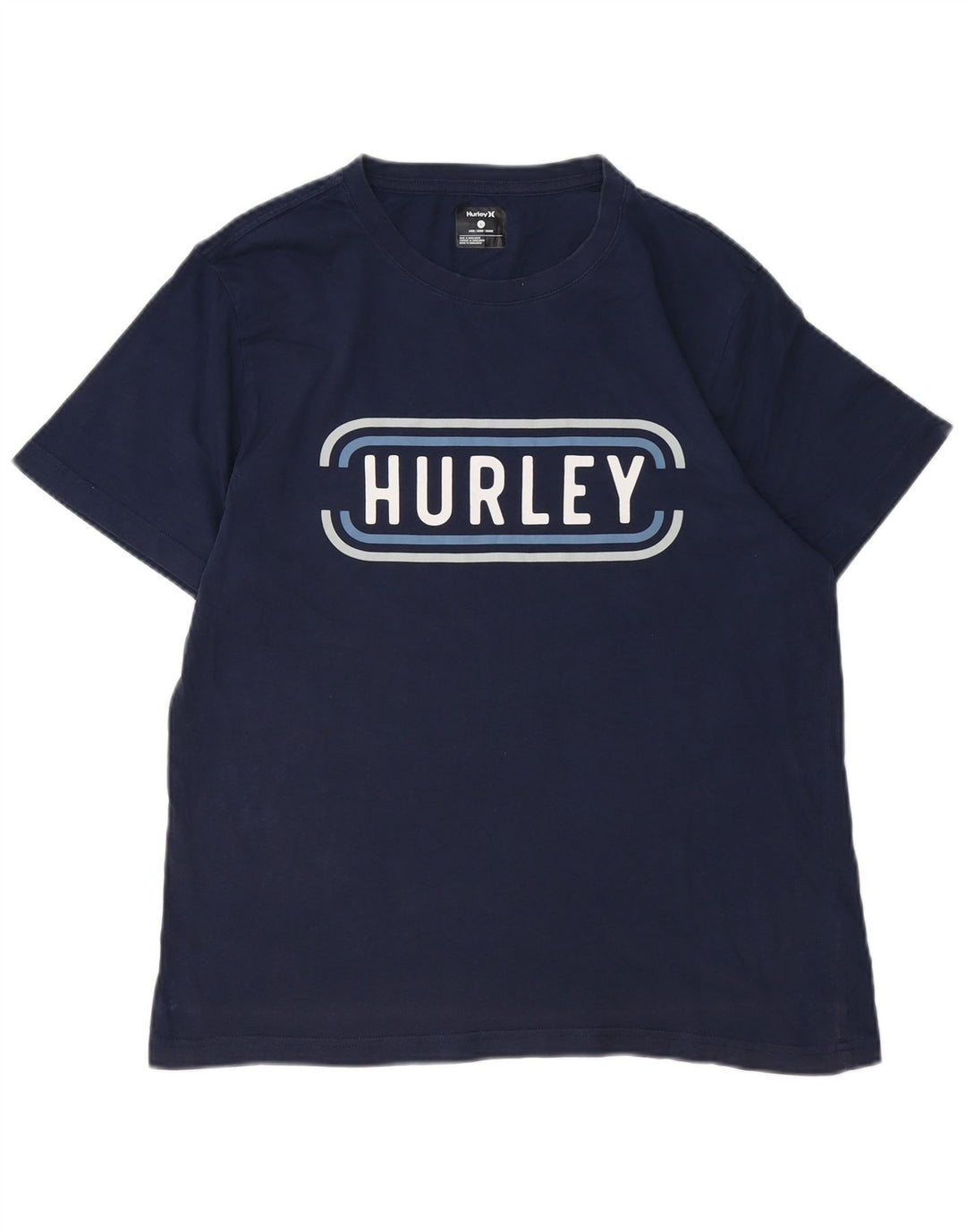 T-shirt grafica da uomo Hurley Top Large in cotone blu navy