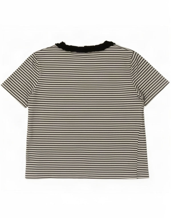 T-shirt Zara da donna Top UK 12 cotone a righe bianche medie