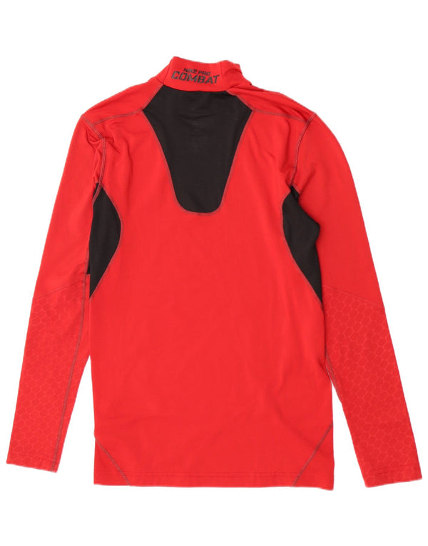 Top Nike Dri Fit Graphic da uomo a maniche lunghe, rosso medio, color block sportivo