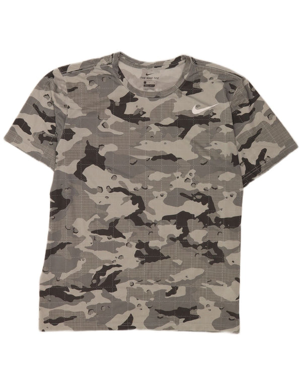T-shirt Nike Dri Fit da uomo, grande, in poliestere mimetico grigio