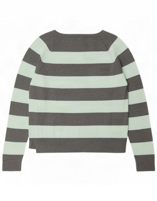 Gap Maglione da donna con scollo a barchetta UK 10 Small Grey Striped