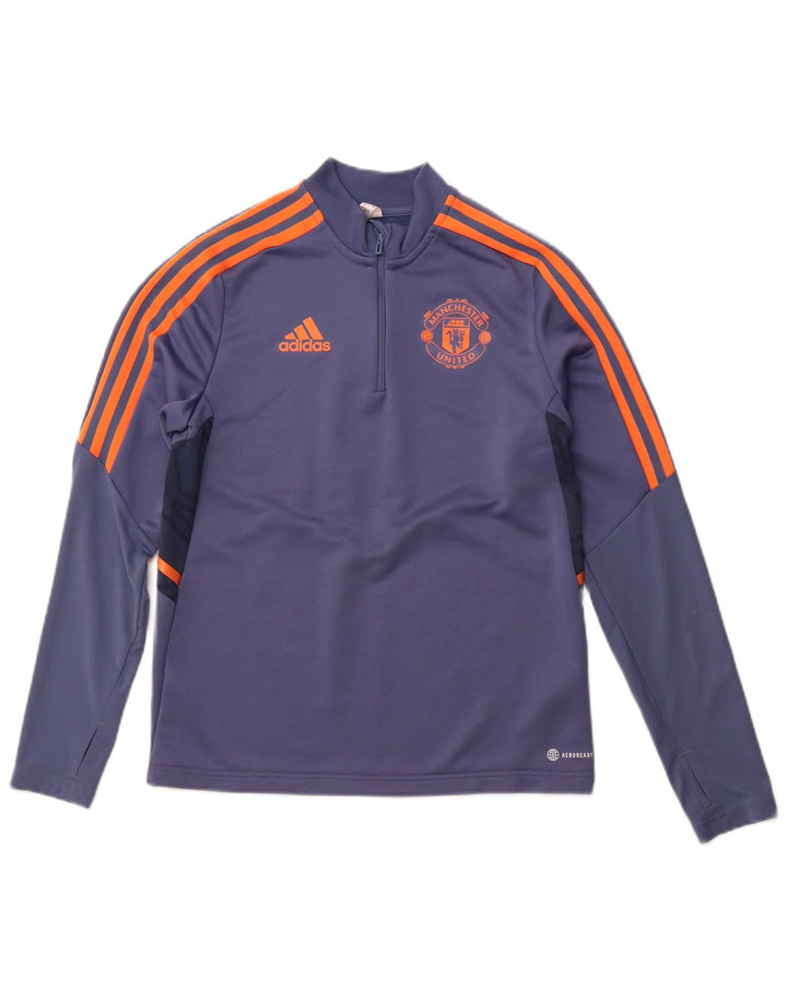 Top della tuta pullover ADIDAS da bambino del Manchester United 13-14 anni blu