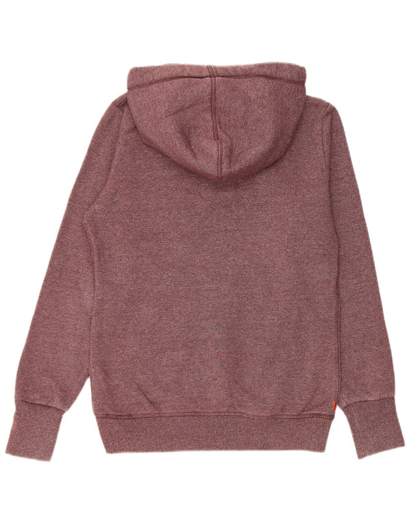 Superdry Womens De Luxe Graphic Hoodie Jumper UK 14 Medium Burgundy Flecked