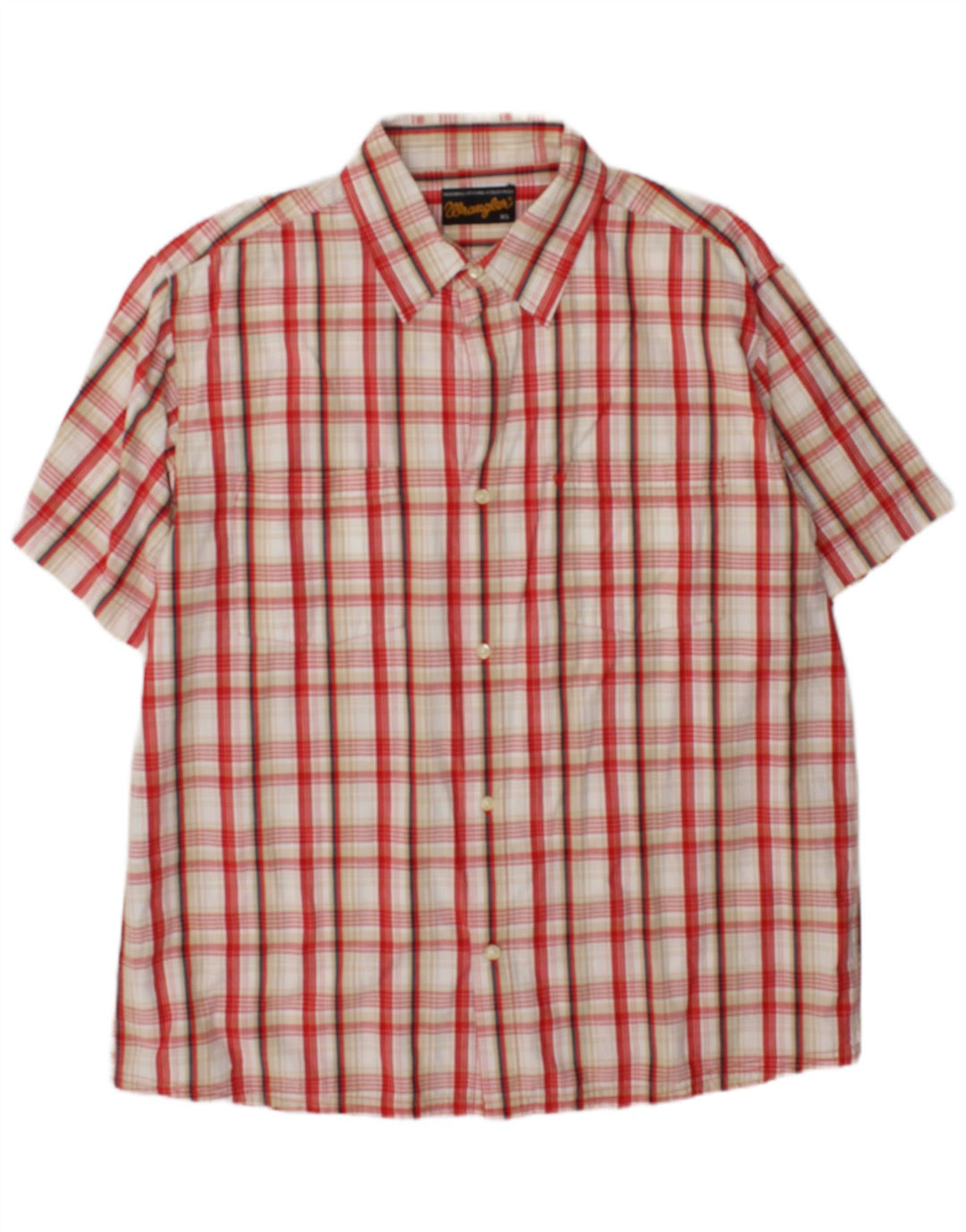 Wrangler Mens Short Sleeve Shirt XL Red Check Cotton