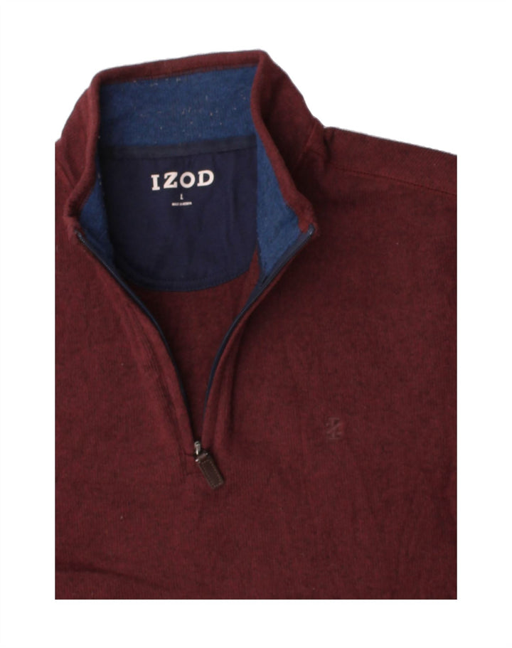 IZOD Mens Zip Neck Sweatshirt Jumper Large Burgundy Polyester Vintage Izod and Second-Hand Izod from Messina Hembry 