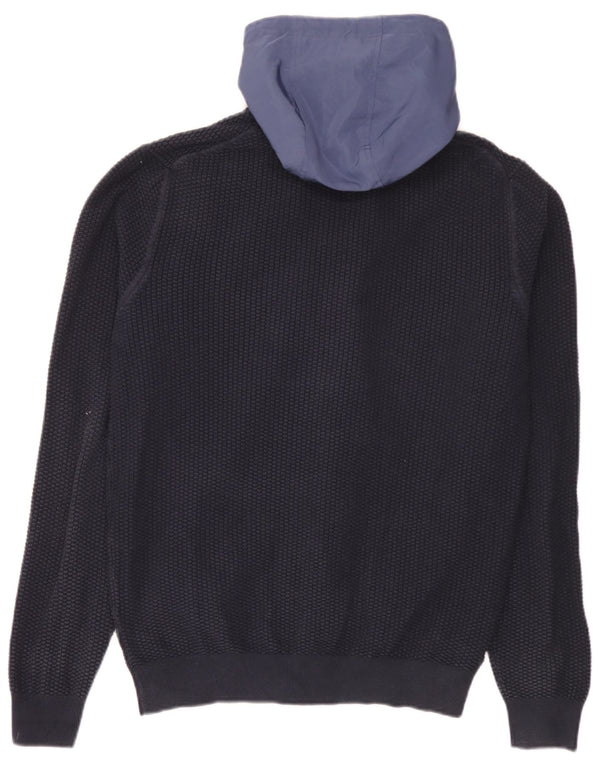 Massimo Dutti Maglione cardigan con cappuccio da uomo XL in cotone color block blu navy