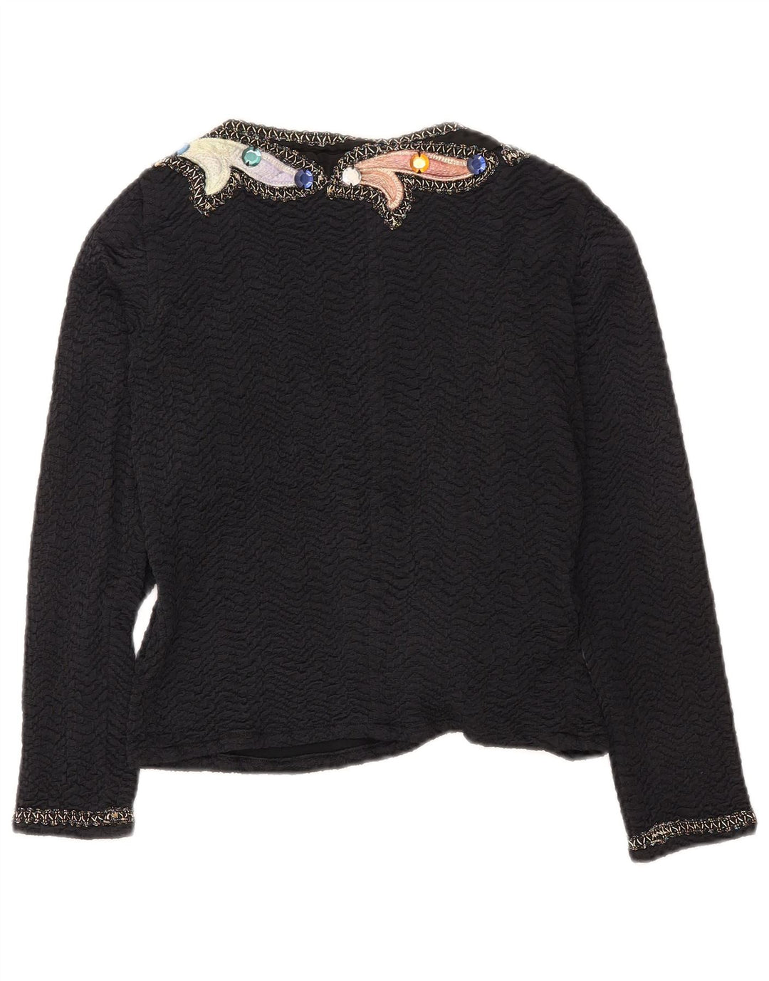 VINTAGE Womens Open Blazer Jacket UK 12 Medium Black