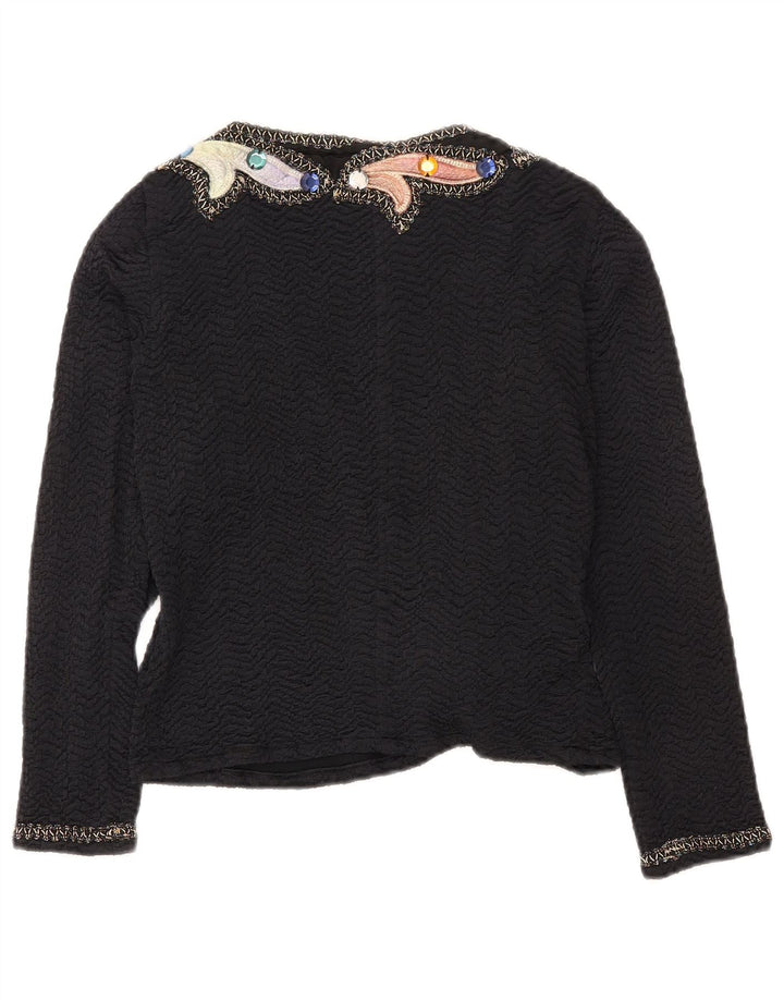 VINTAGE Womens Open Blazer Jacket UK 12 Medium Black