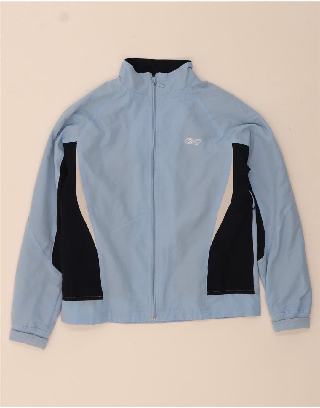 REEBOK Boys Tracksuit Top Jacket 11-12 Years Blue Colourblock Polyester Vintage Reebok and Second-Hand Reebok from Messina Hembry 