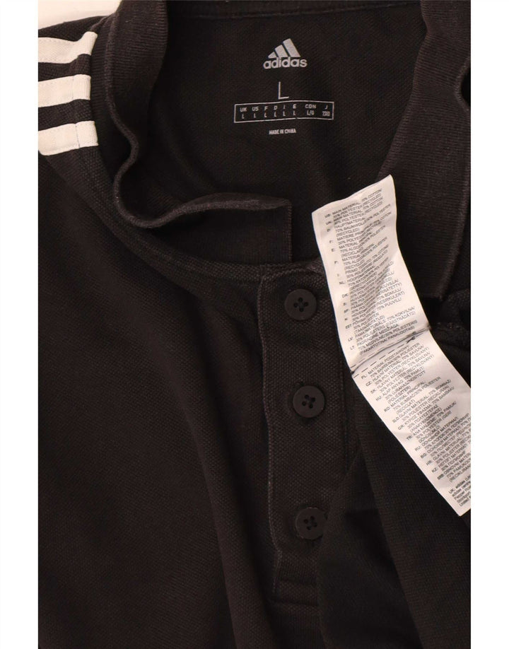Polo Adidas da uomo grande in cotone nero