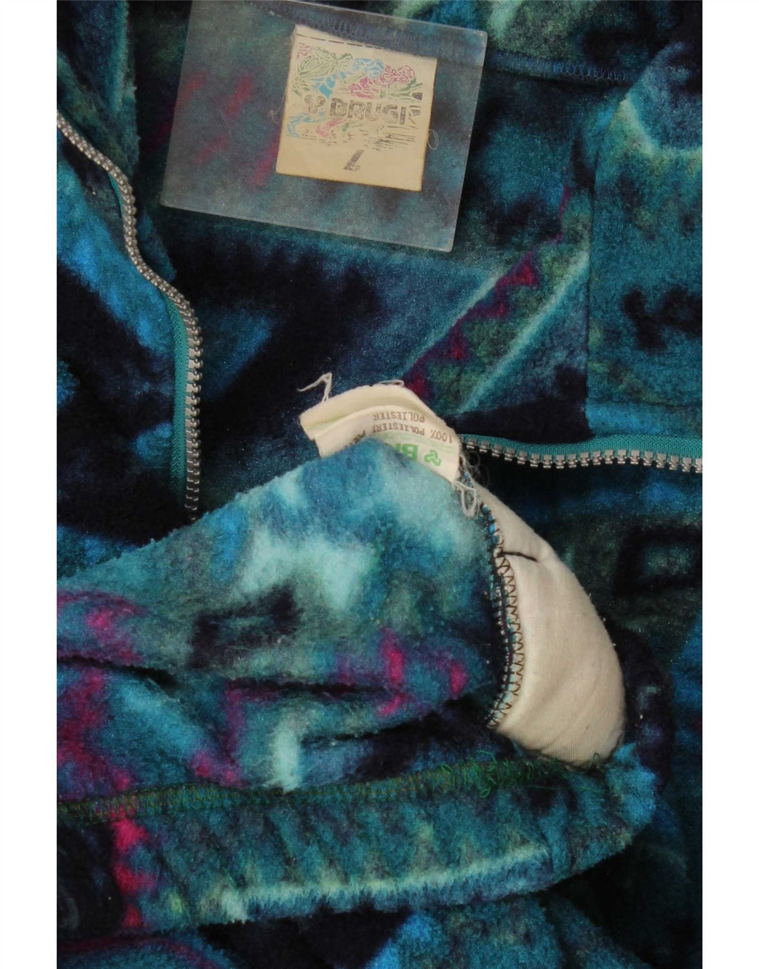 Brugi Maglione in pile da uomo con zip e collo, grande, in poliestere geometrico blu