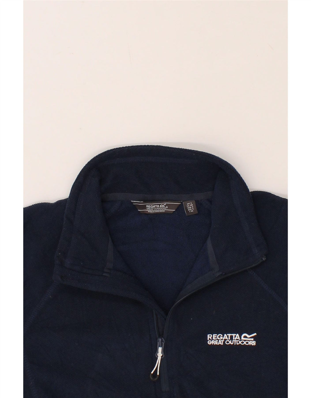 REGATTA Mens Zip Neck Fleece Jumper Small Navy Blue Polyester Vintage Regatta and Second-Hand Regatta from Messina Hembry 