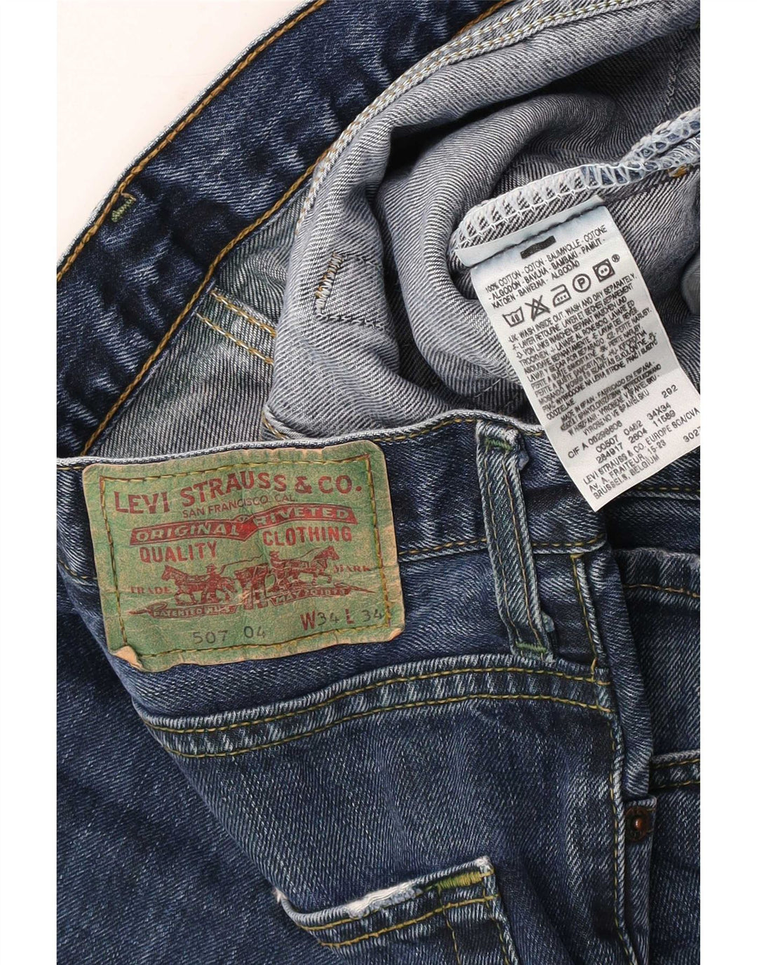 Levi's Uomo 507 Jeans Bootcut W34 L34 Cotone Blu