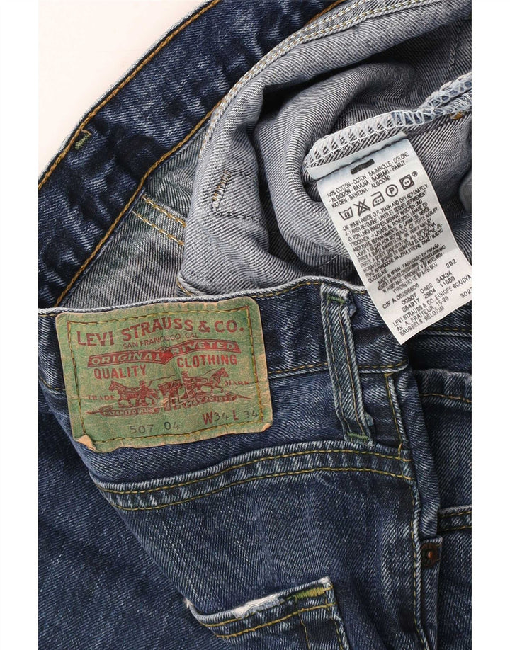 Levi's Uomo 507 Jeans Bootcut W34 L34 Cotone Blu