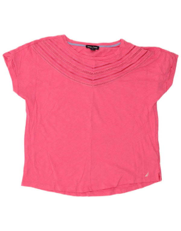 T-shirt da donna Nautica Top UK 14 cotone screziato rosa medio