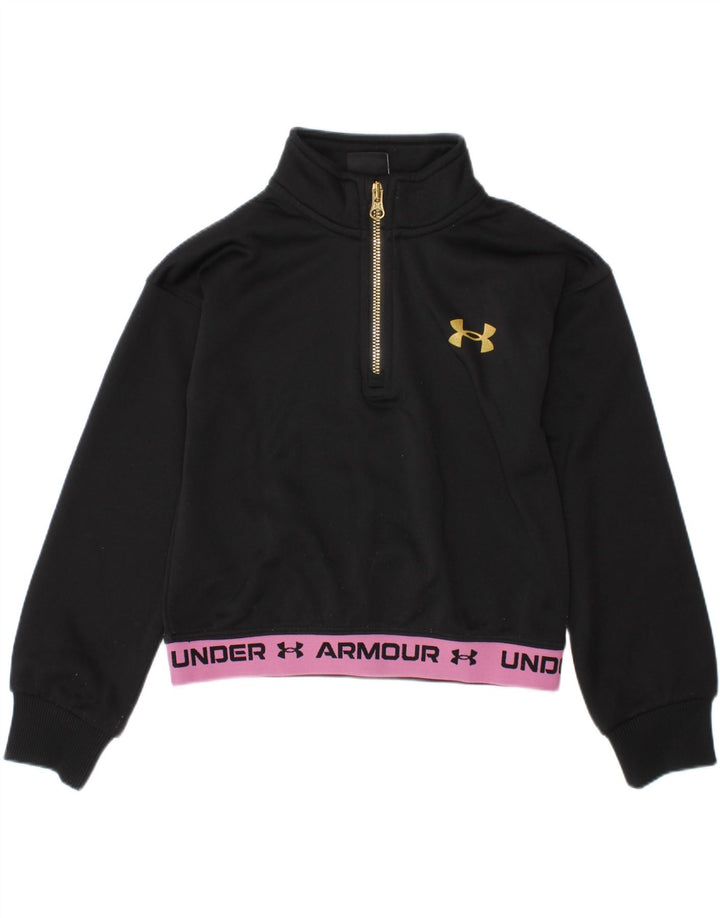 Felpa con collo con zip per ragazze UNDER ARMOUR, 4-5 anni, color block nero