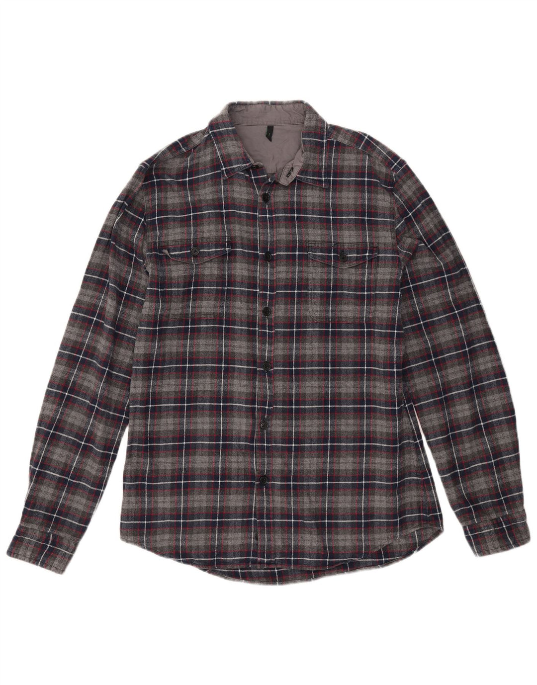 Camicia da uomo in flanella BENETTON a quadri grigio medio