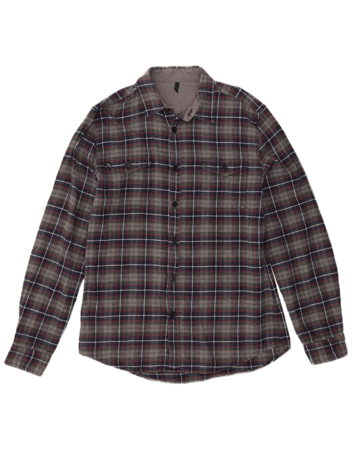 Camicia da uomo in flanella BENETTON a quadri grigio medio