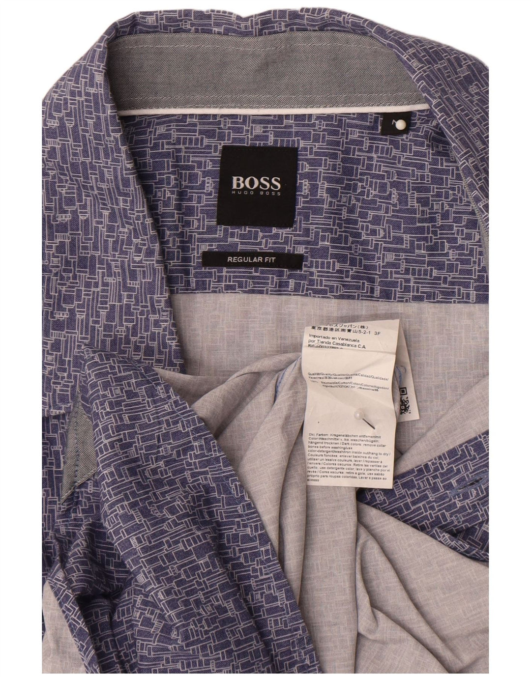 Camicia Hugo Boss da uomo vestibilità regolare in cotone geometrico blu medio