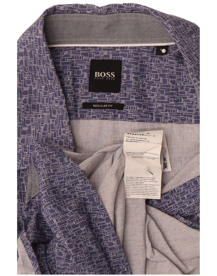 Camicia Hugo Boss da uomo vestibilità regolare in cotone geometrico blu medio