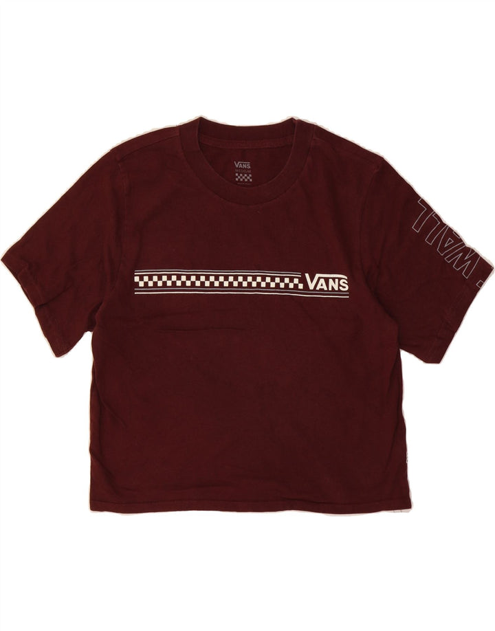 VANS Womens Graphic T-Shirt Top UK 12 Medium Burgundy Vintage Vans and Second-Hand Vans from Messina Hembry 