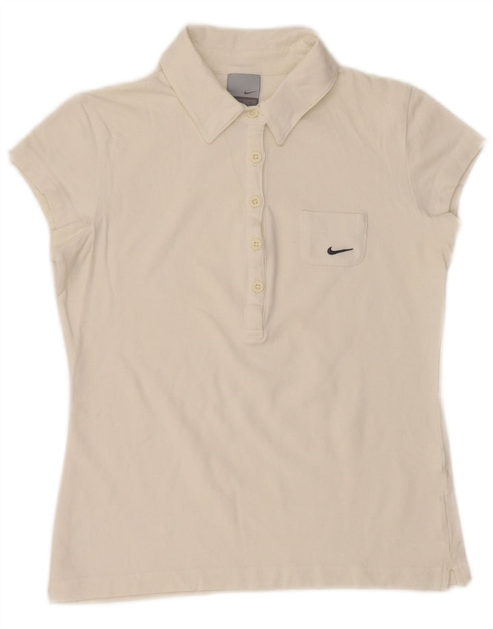 Polo corta Nike da donna UK 10/12 media bianca