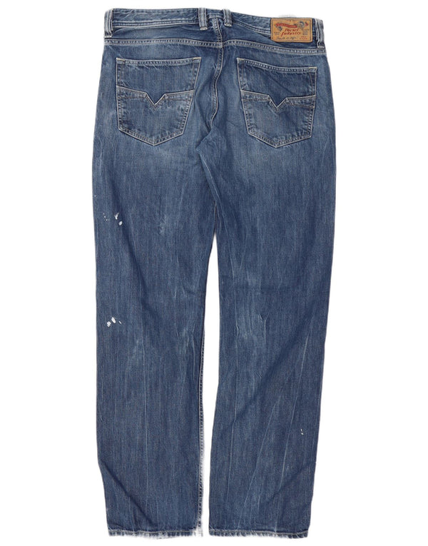 Jeans dritti effetto consumato Larkee-Relaxed da uomo Diesel W34 L32 Blu