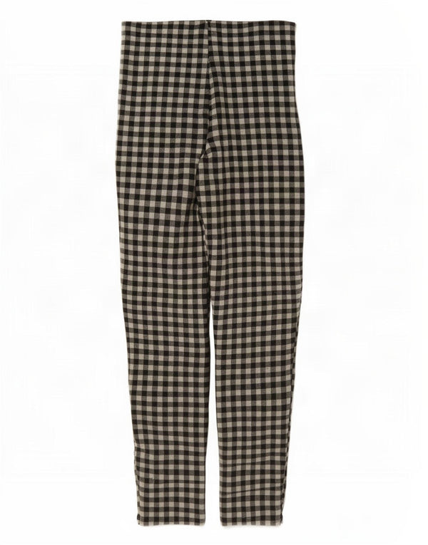 Zara Womens Tapered Casual Trousers Small W26 L25 Black Gingham