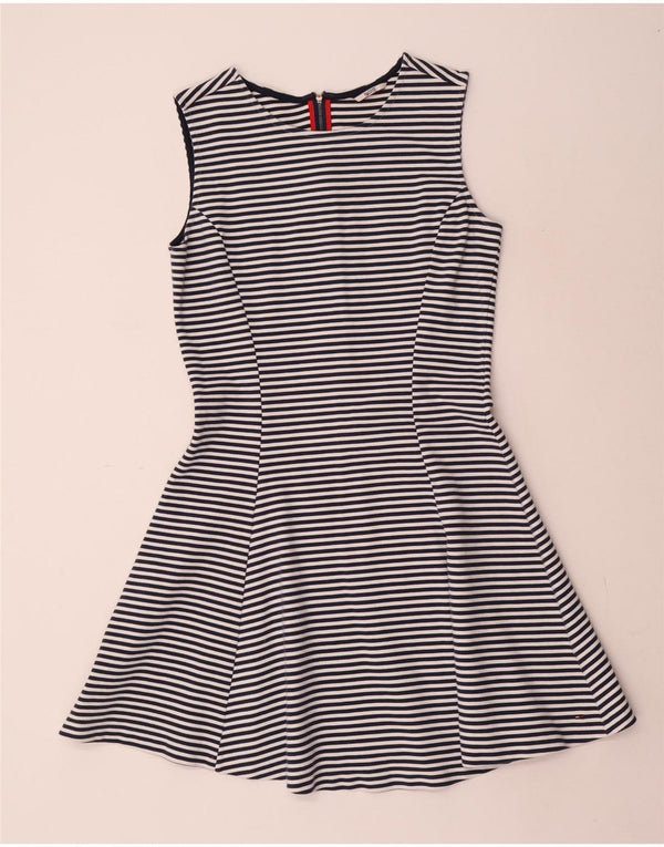 Abito scampanato senza maniche da donna Tommy Hilfiger UK 12 medio blu navy a righe