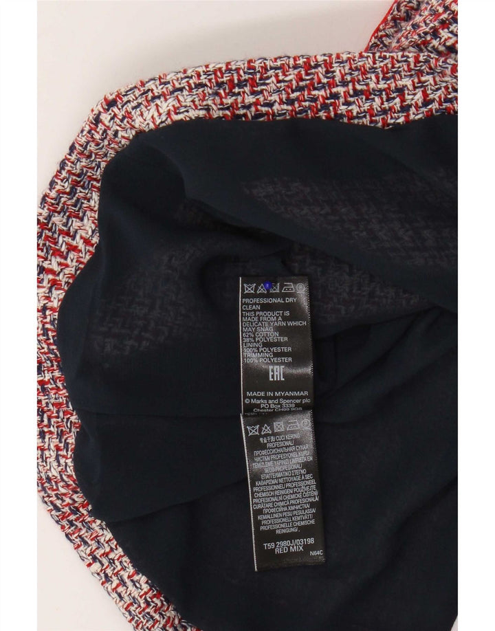 Giacca blazer corta da donna Marks & Spencer UK 12 cotone medio rosso screziato