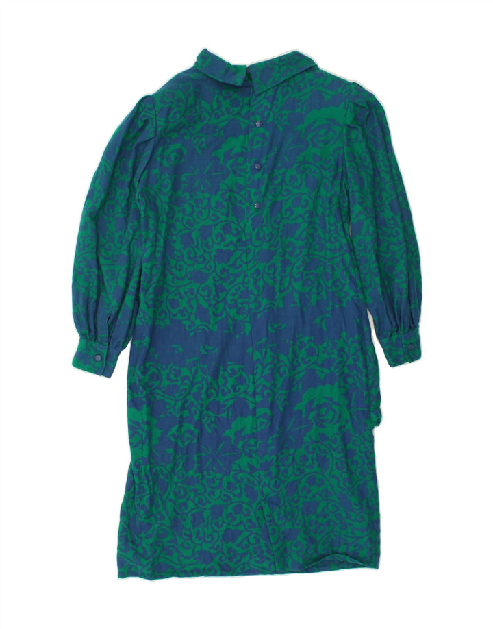 VINTAGE Womens Long Sleeve Shift Dress UK 12 Medium Blue Paisley Vintage Vintage and Second-Hand Vintage from Messina Hembry 