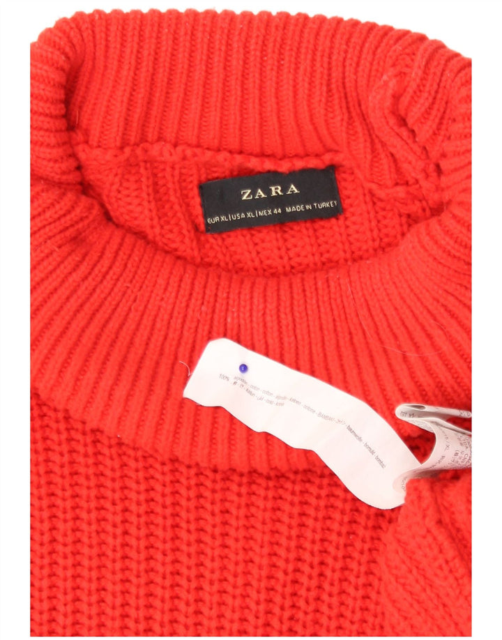 Maglione maglione a collo alto da uomo Zara XL in cotone rosso