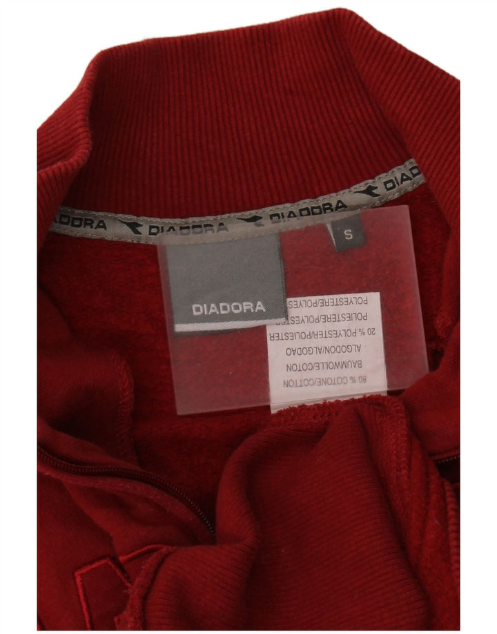 Diadora Donna Felpa con Collo con Zip Grafica Oversize Maglione UK 10 Piccolo Rosso