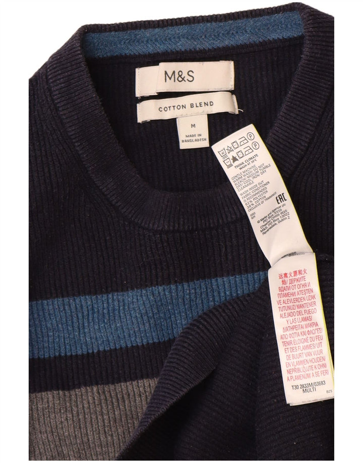 Maglione maglione girocollo da uomo Marks & Spencer color block medio blu navy